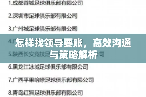 怎样找领导要账，高效沟通与策略解析