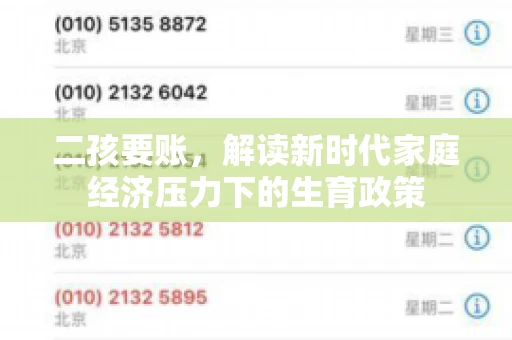 二孩要账，解读新时代家庭经济压力下的生育政策
